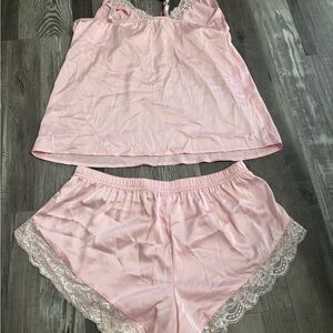 Blush Lace Trim Pajama Set
